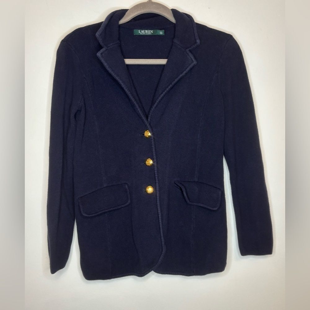 Lauren Ralph Lauren GUC navy blue cotton blazer Size small